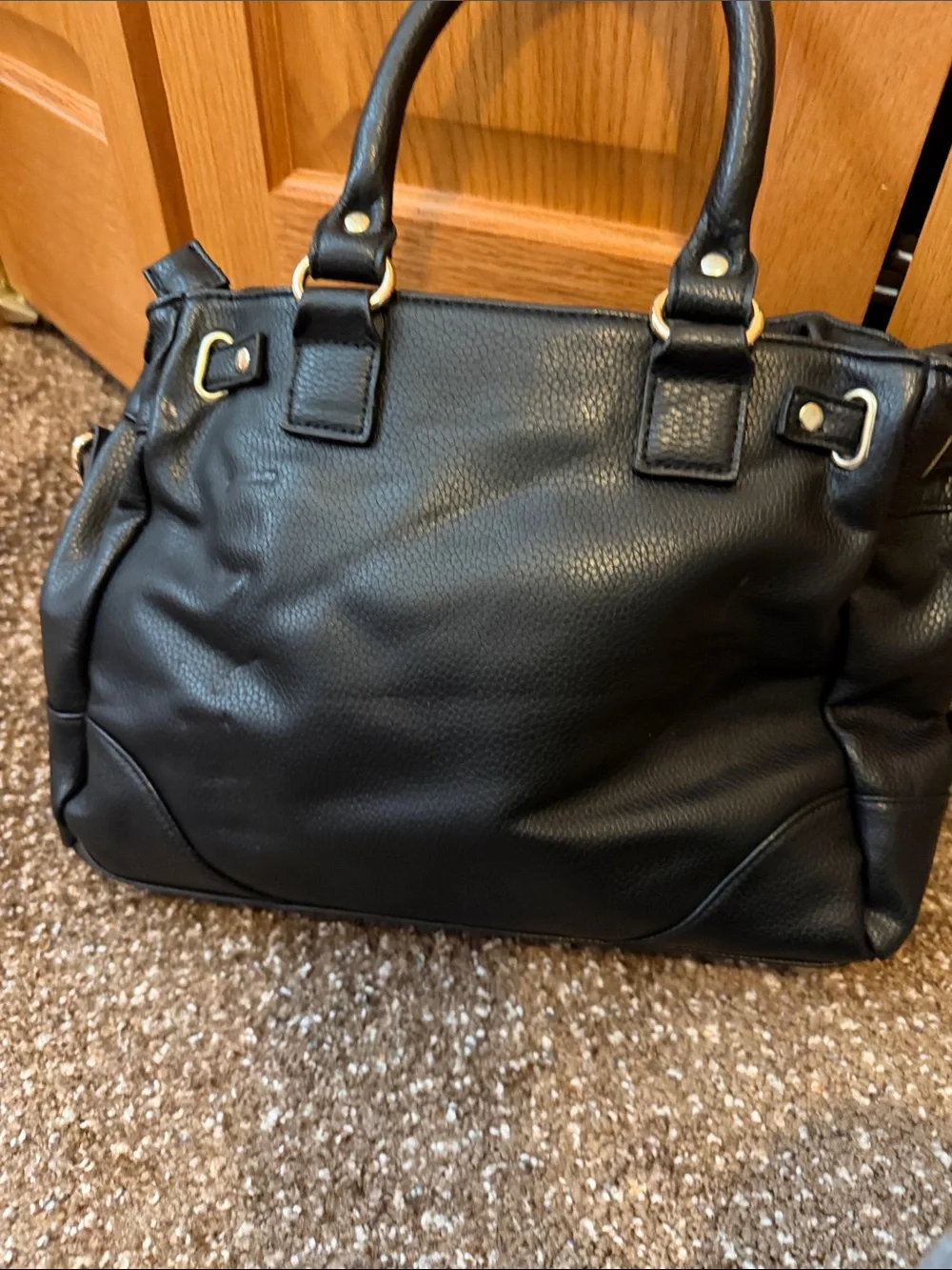 The Bradford Exchange Leopard Print Satchel with Black Trim and Gold Hardware